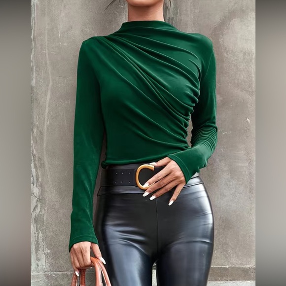 Asymmetrical Ruched Bow Top - Pink main image 1